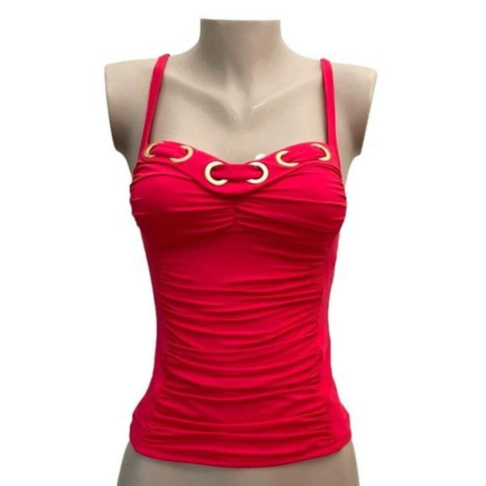 Bleu Rod Beattie Red Grommet Retro Tankini Top Size 4